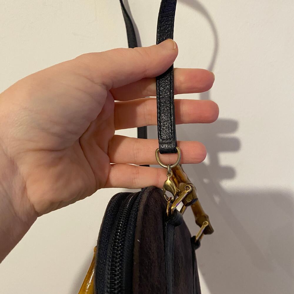 Gucci GG Bamboo Wallet Strap Suede Mini Micro Handbag Blue Vintage Bag Tom Ford - Picture 8 of 13